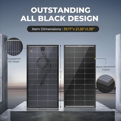 100 Watt Rigid Solar Panel Cell Mô-nô tinh thể 12 Volt 9BB