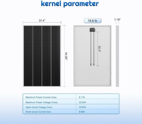 Phân tích pin mặt trời cứng PV đơn tinh 12V 180W Compact