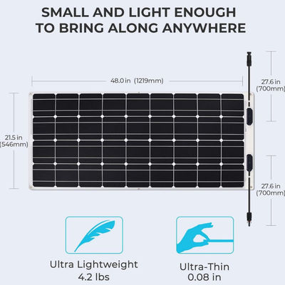 RV biển mỏng 100w Flexible Solar Panel Cell IP68 chống nước ODM