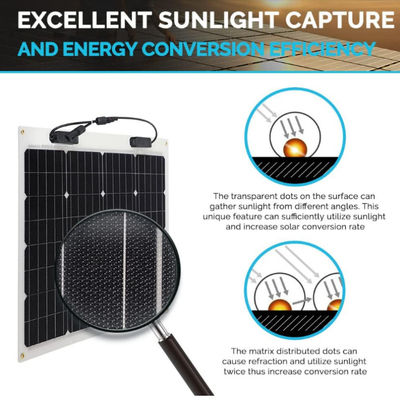Semi linh hoạt Monocrystalline linh hoạt tấm pin mặt trời 12 Volt cho Marine RV nhà xe 4wd
