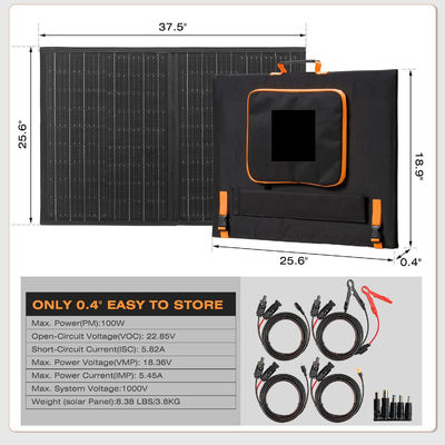 100W Off Grid Bộ sạc năng lượng mặt trời gập