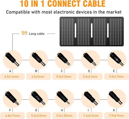 40W tấm pin mặt trời di động 15V DC ổ cắm cho ngoài trời cắm trại đi bộ đường dài