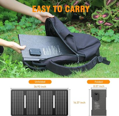 40W tấm pin mặt trời di động 15V DC ổ cắm cho ngoài trời cắm trại đi bộ đường dài