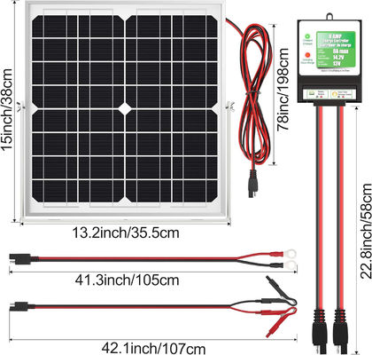 20W 12V tấm pin mặt trời bộ sạc pin Trickle Maintainer cho xe máy ô tô