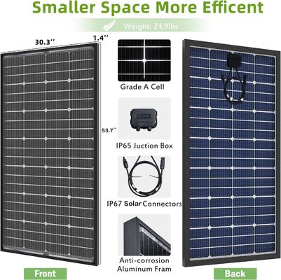 200W Mặt trời đơn tinh thể PV Panel Mô-đun 12V 10BB Cho RV Home