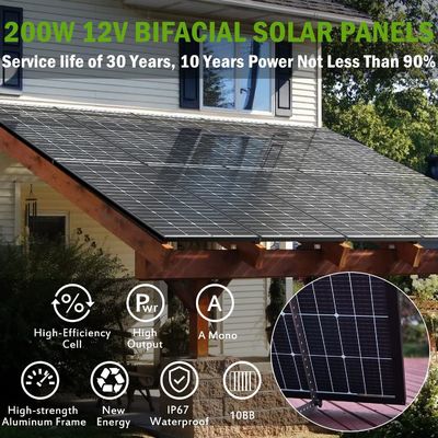 200W Mặt trời đơn tinh thể PV Panel Mô-đun 12V 10BB Cho RV Home