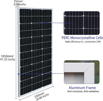 200 Watt 24V Rigid Solar Panel Monocrystalline Module Off Grid Hệ thống