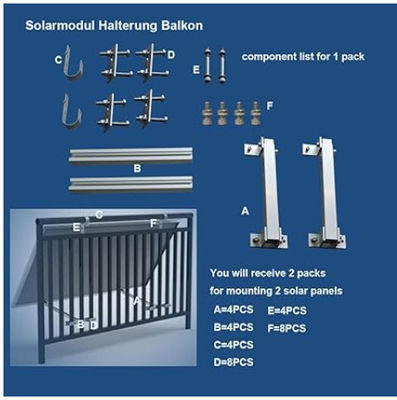 Phòng chống rỉ sét ban công tấm pin mặt trời ắp đặt ếch nhẹ với màu trắng