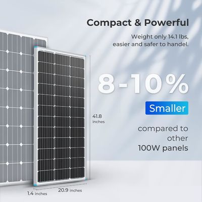Photovoltaic Monocrystalline Balcony Panel Solar 100 Watt 12V OEM