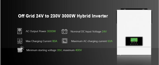 FT3000 Mặt trời Inverter lai 3200WCập trong 80A MPPT điều khiển sạc mặt trời với màu trắng