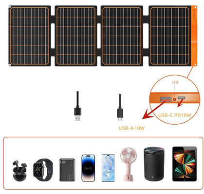 Bộ sạc năng lượng mặt trời di động có thể gập lại USB Mô-nô-crystalline Photovoltaic Module 18W