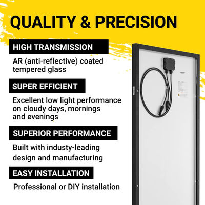 Các tấm pin mặt trời ban công đơn tinh thể 100W cho các tòa nhà thương mại