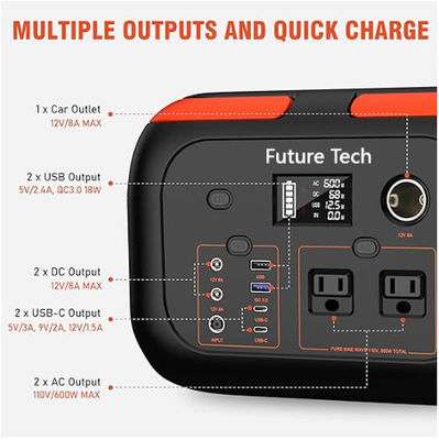 FTMB600 Sản xuất điện di động 300W,600W Backup Lithium Battery Pack Bank