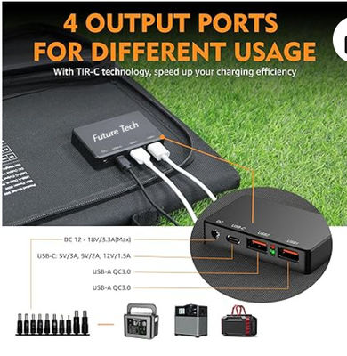 FTB70000 Power Bank với máy phát điện năng lượng mặt trời 350W, tấm pin mặt trời 60W và bộ đèn LED USB 10W