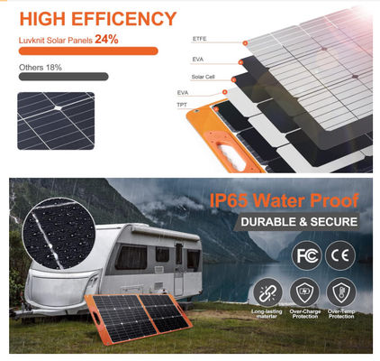 100 Watt chăn mặt trời gấp Đĩa năng lượng mặt trời di động cho ngoài trời