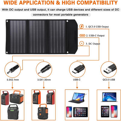 Bộ sạc tấm pin mặt trời di động gấp 30W cho cắm trại ngoài trời