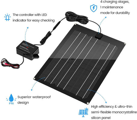 Trickle pin năng lượng mặt trời xe ô tô bộ sạc bảo trì cho RV 15W 12V