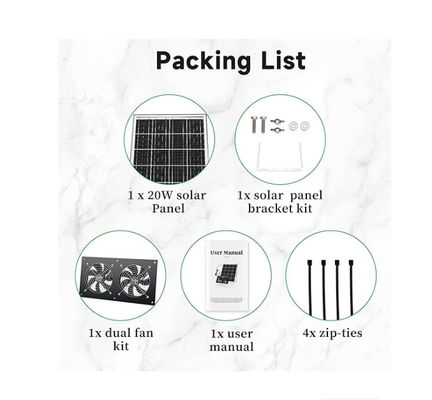 FTB20 Outdoor Solar Panel Kit Quạt xả chạy cho gà IP65 chống nước