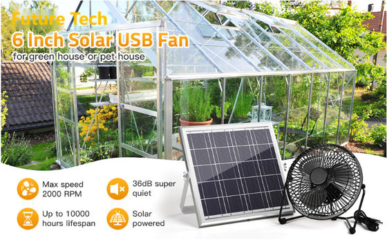 FTB10 Phân tích năng lượng mặt trời Quạt xả 6 inch Quạt năng lượng mặt trời Lượng không khí cao 2000RPM 36dB