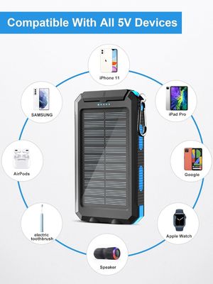38800mAh Năng lượng mặt trời USB Power Bank Kiểm soát nước cho cắm trại ngoài trời