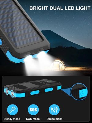 38800mAh Năng lượng mặt trời USB Power Bank Kiểm soát nước cho cắm trại ngoài trời