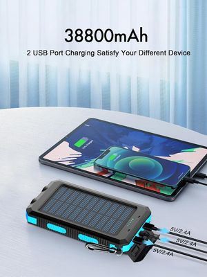 38800mAh Năng lượng mặt trời USB Power Bank Kiểm soát nước cho cắm trại ngoài trời