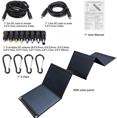 Phân tích năng lượng mặt trời gấp hiệu quả cao 60W với USB 5V cho cắm trại, Điện thoại di động