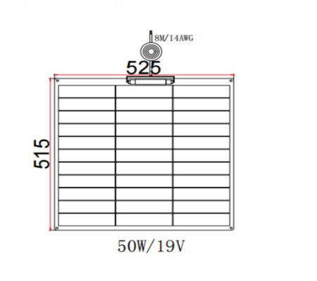 FT50W Panel mặt trời linh hoạt 50W 12V Monocrystalline với bề mặt ETFE cho ngoài trời